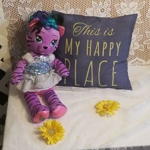 Build A Bear Purple Striped Cat Funky Hair